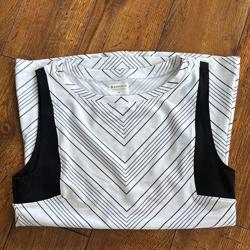 Athleta Black and White Striped Tank Top